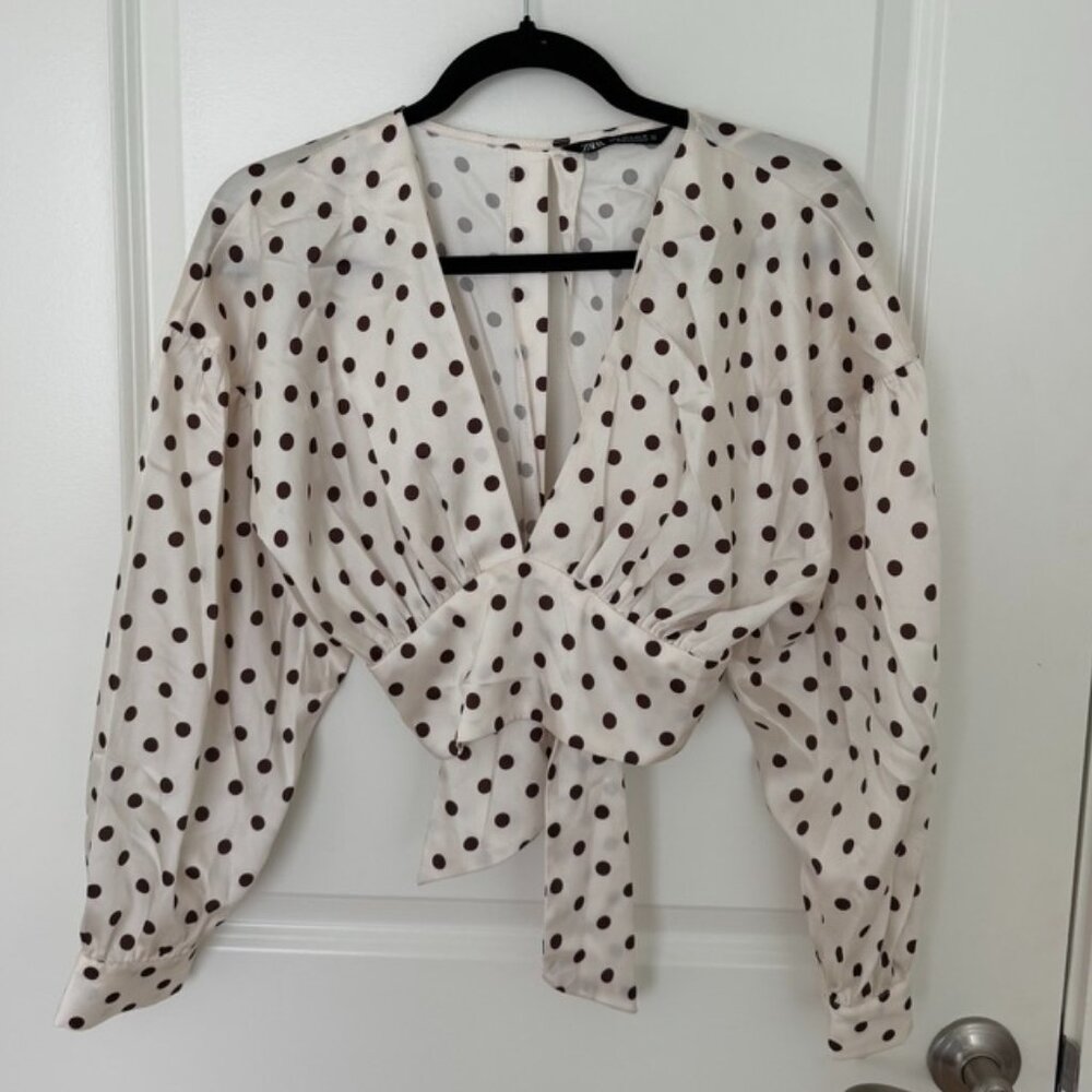 Zara Satin Polka Dot Blouse